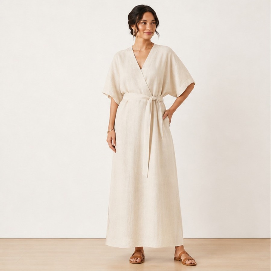 Keten Dokulu Kaftan